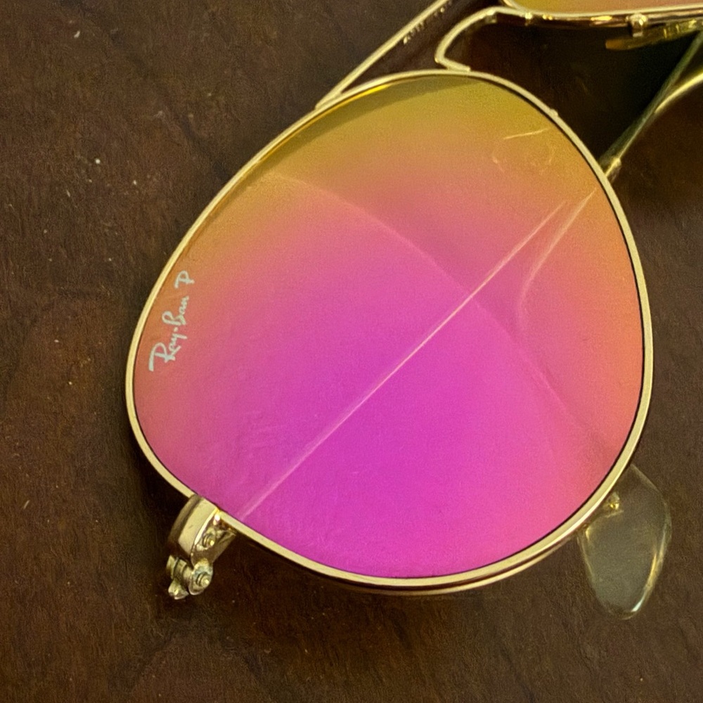 Ray-Ban Gold Frame with Pink Lenses Sunglasses - Picture 2 of 4